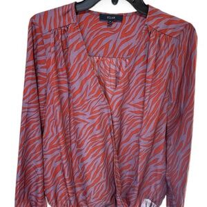 Eclair Vibrant Red and Purple Animal Print Blouse